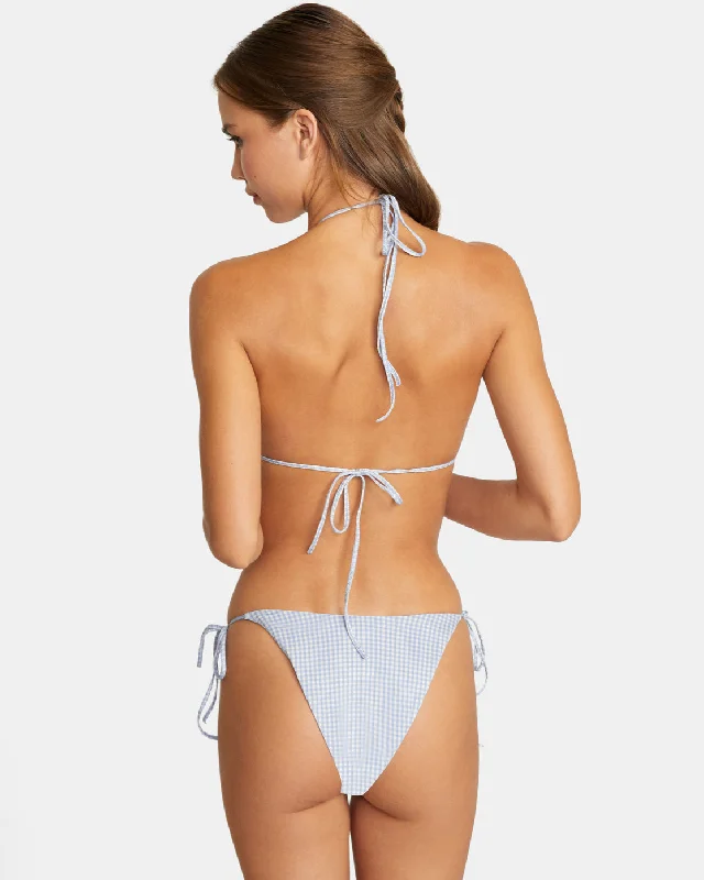 Gingham Reversible Tie French Bikini Bottoms - Ash Blue