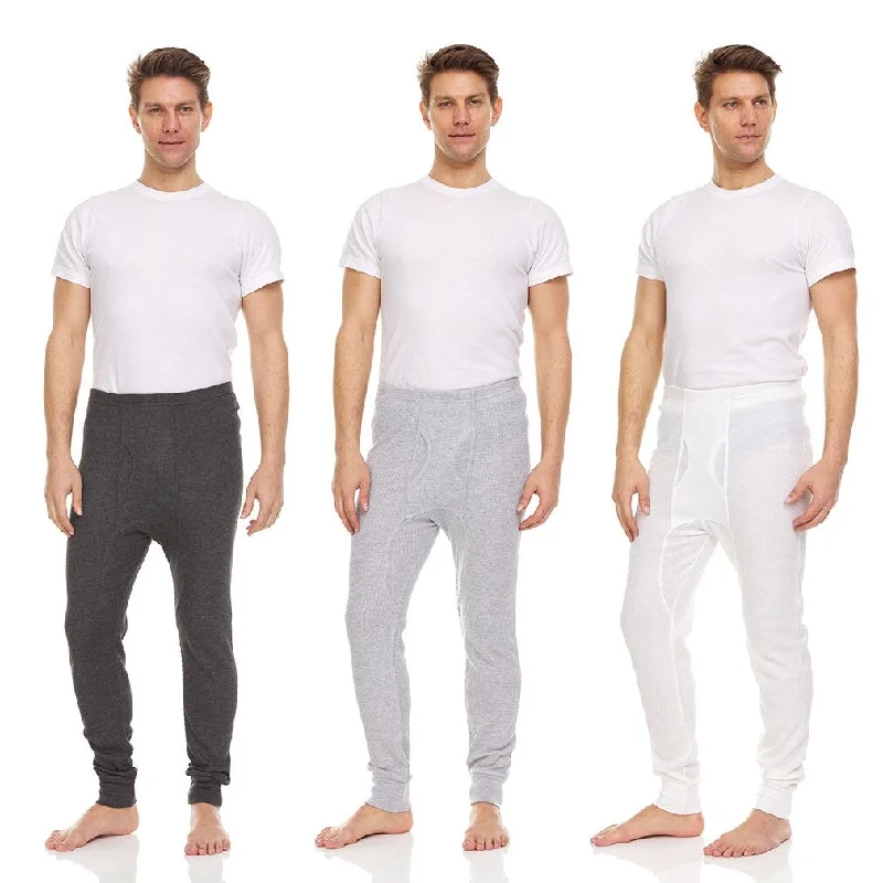 Daresay Mens Thermal Long John Pants Cotton Blend Moisture Wicking Variety Pack