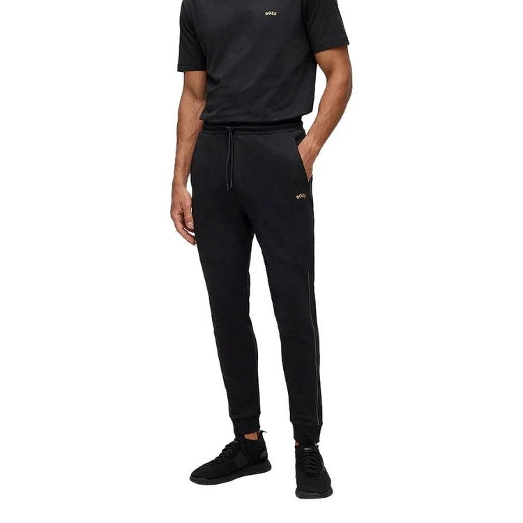 Hugo Boss Men's Hadiko 2 US Black Gold Cotton Joggers Track Pants