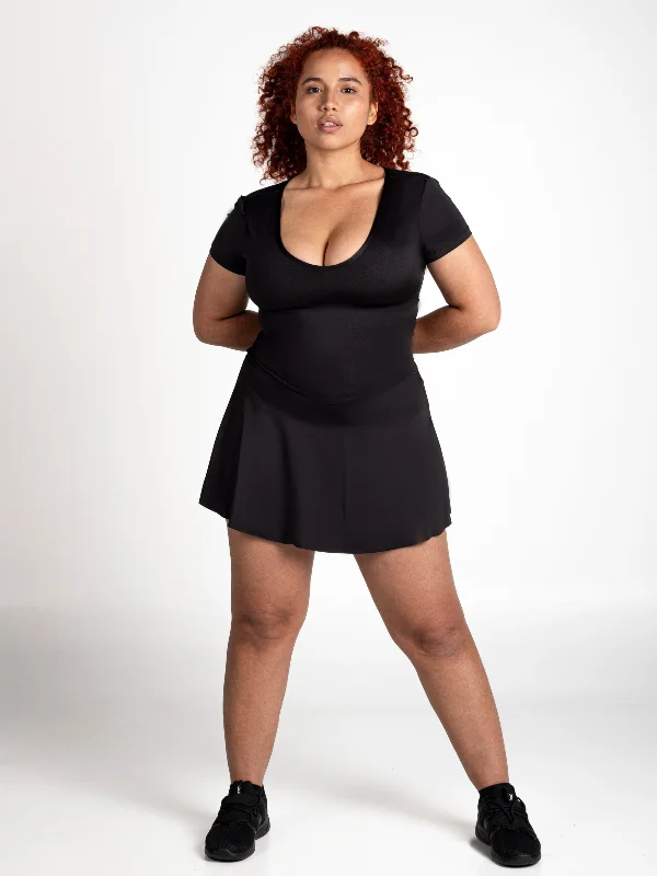 Saturn Short Sleeve Workout Dress-Black