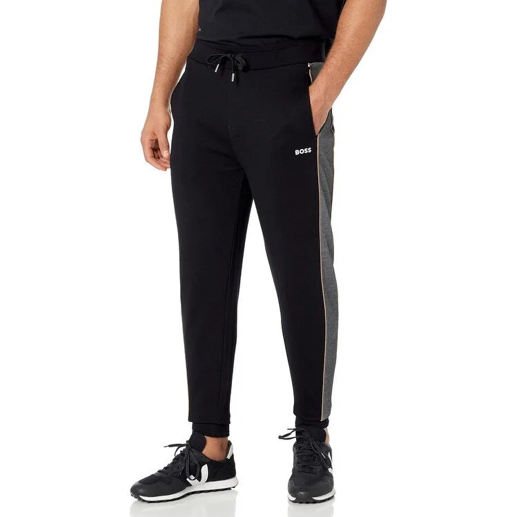 Hugo Boss Men's Embroidered Cotton Blend Joggers, Black