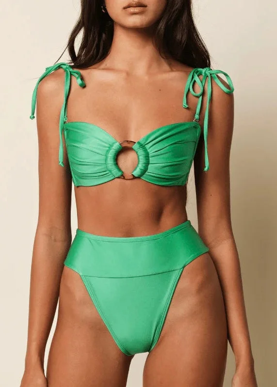 Tori Ties Bandeau Bikini Top Emerald Shimmer