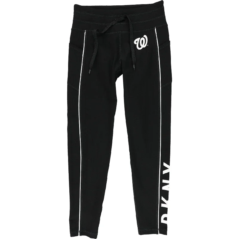 DKNY Womens Washington Nationals Compression Athletic Pants, Black, Small