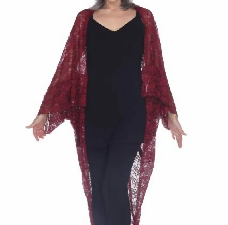 Sasha Sequin 3-Way Wrap Coverup In Burgundy