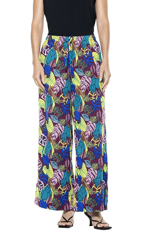 Women's Petra Wide Leg Pants | Rich Plum Electric Jungle