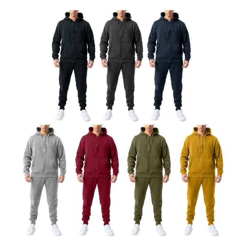 Mens Casual Full Zip Hoodie Tracksuit Jogging Athletic Pants Lightweight Fleece