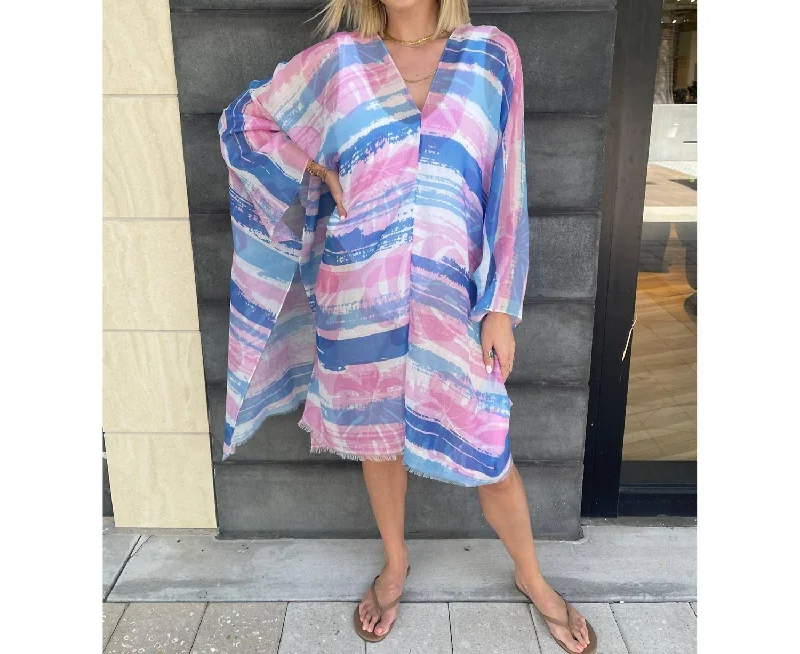 Vacation Mode Maxi Kaftan In Blue