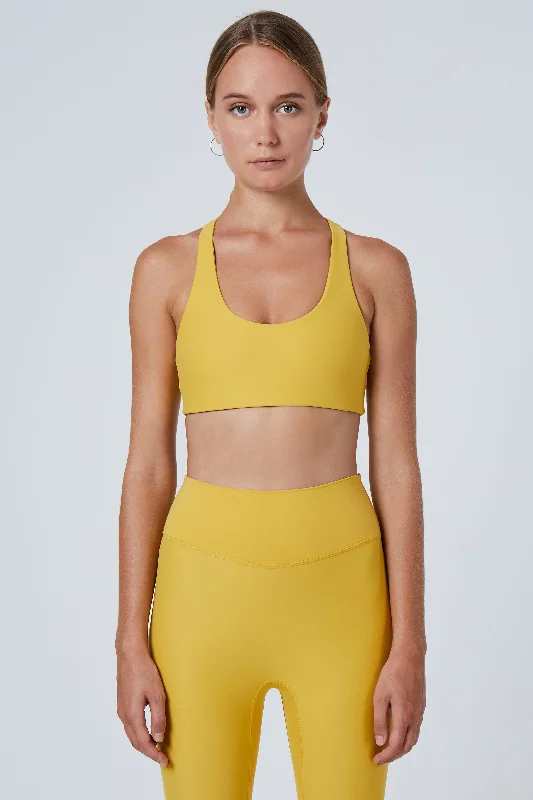 Alva Racerback Sports Bra | Recycled Nylon | Mustard