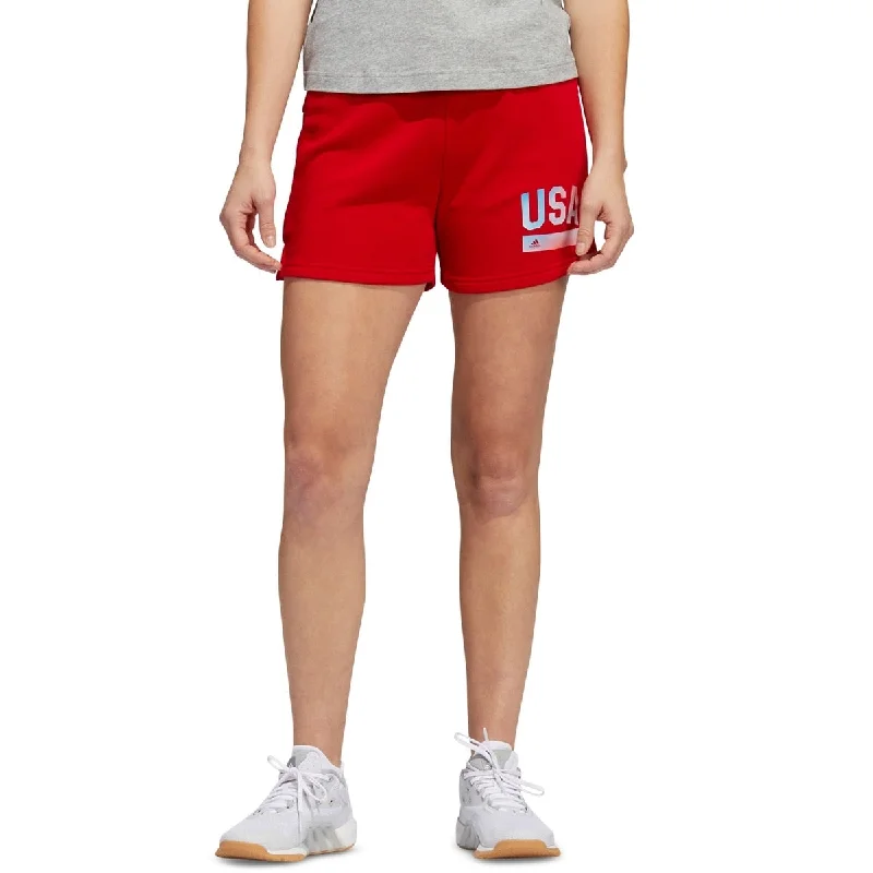 adidas Women's Americana Drawstring Shorts Red Size Large