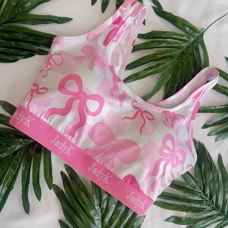 Arya Bralette Summer Collection: L/XL / Pink Bows