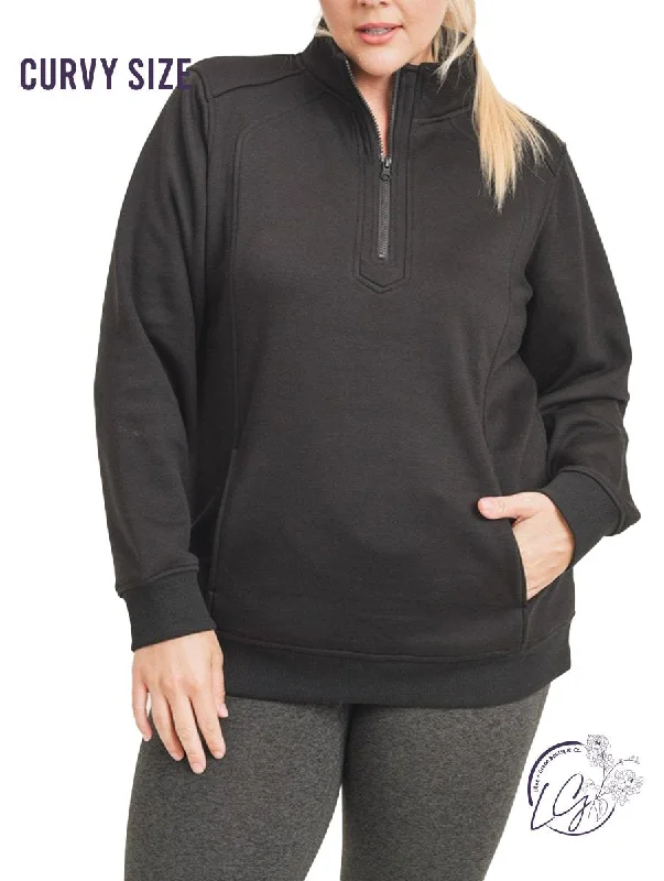 Curvy Double Raglan Active Half-Zipper Jacket