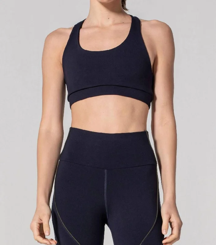 Get In Line Sports Bra In Navy