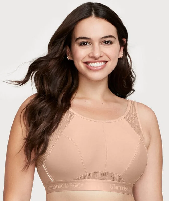 Glamorise No-Sweat Mesh Wire-Free Sports Bra - Cafe