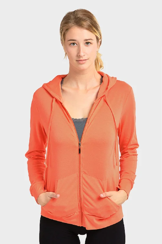 SOFRA LADIES SINGLE JERSEY ZIP-UP HOODIE JACKET (HDC7000_CORAL)