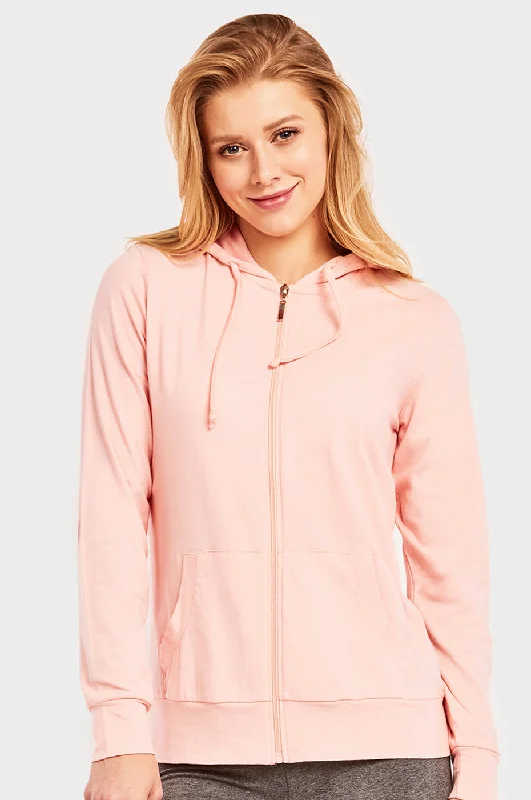 SOFRA LADIES SINGLE JERSEY ZIP-UP HOODIE JACKET (HDC7000_PEACH)