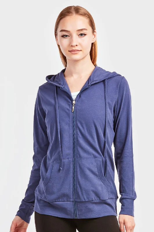 SOFRA LADIES SINGLE JERSEY ZIP-UP HOODIE JACKET (HDC7000A/XA_DENIM)