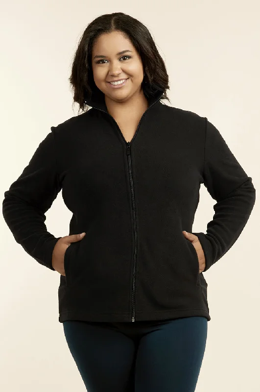 SOFRA LADIES POLAR FLEECE JACKET PLUS SIZE (LPF200X_BLK)