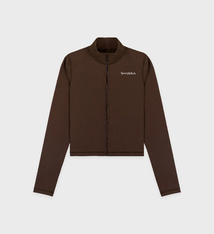 Serif Logo Sports Jacket - Chocolate/White