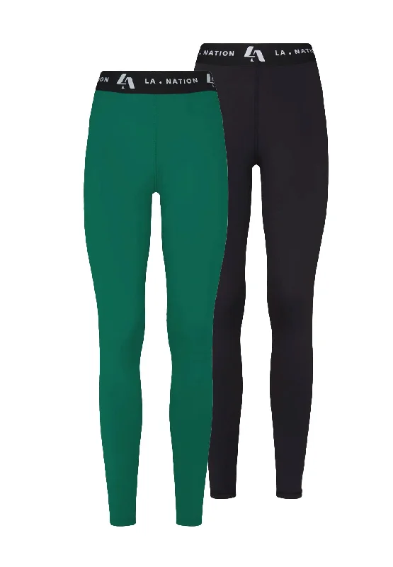 Signature High Waisted Leggings Multi-Pack: Black & Green