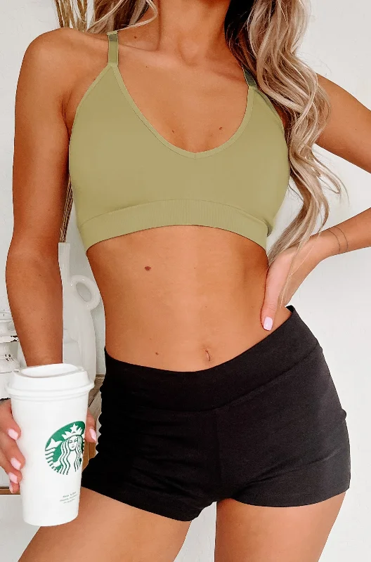 Work It Girl Padded Racerback Sports Bra (Green)